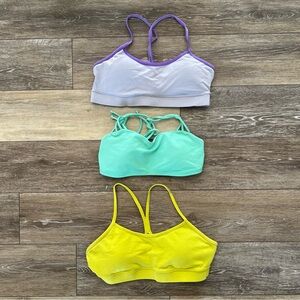 Lululemon Sports Bras (3 pack!) in Purple, Mint, and Yellow (size 6)